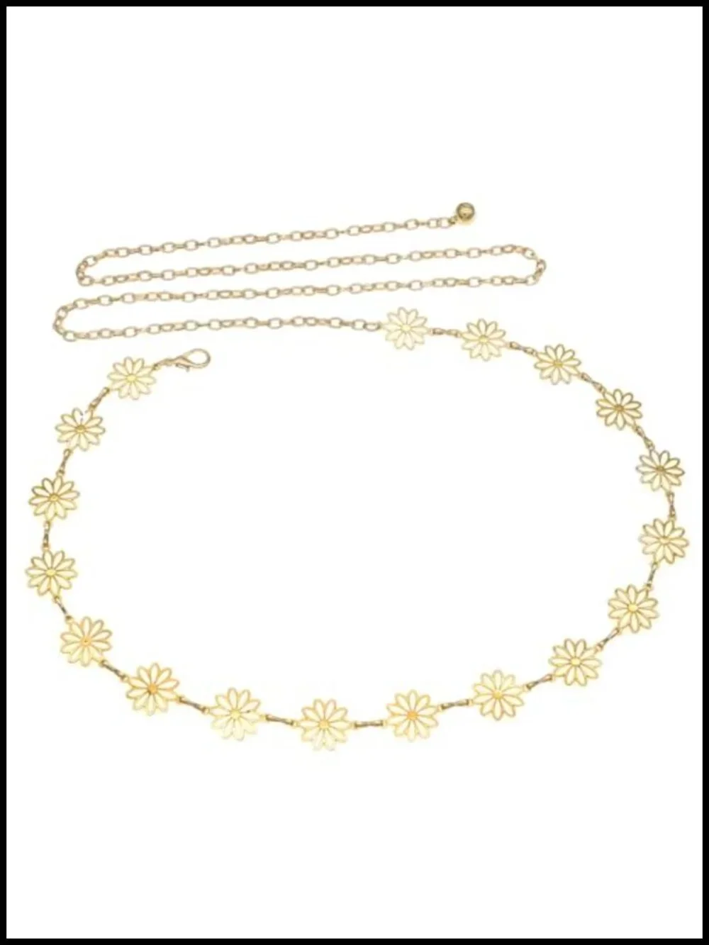 Adjustable Metal Waist Chain Belt with Floral Design for Dresses